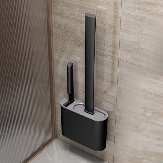 Cepillo de Silicona para Baño con Soporte de Pared – Limpieza Fácil y Estilo Minimalista 🖤🚿