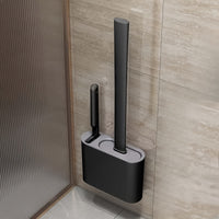 Cepillo de Silicona para Baño con Soporte de Pared – Limpieza Fácil y Estilo Minimalista 🖤🚿