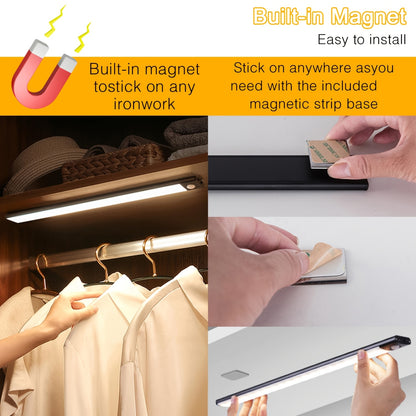 🌙💡Luz LED con Sensor de Movimiento| 3 Tonos de Luz + Recargable 🔄 🌙
