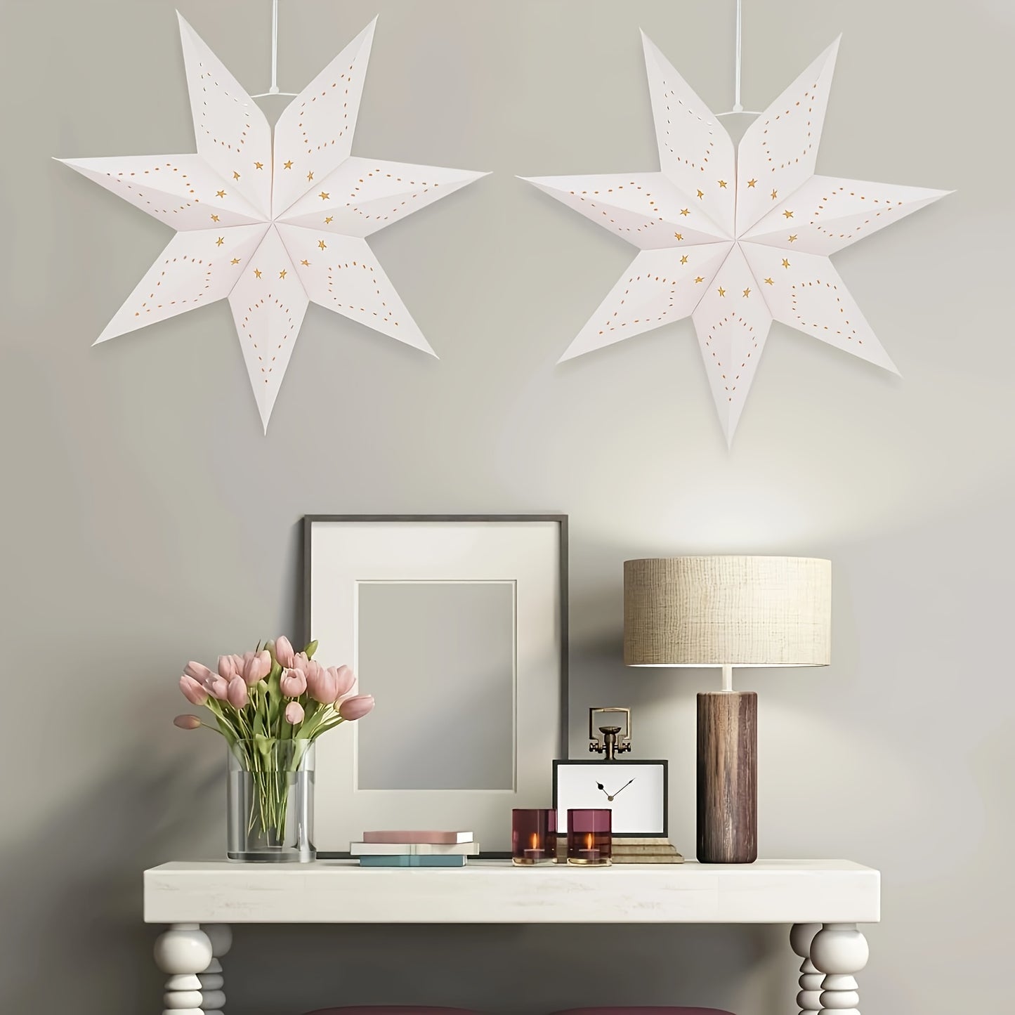 ⭐ 4 Linternas de Papel Estrella - Diseños Calados Artesanales
🕯️ Luz cálida sin electricidad • 🏠 Hogar, dormitorio, bodas • 🎄 Decoración navideña • ✨ Incluye velas