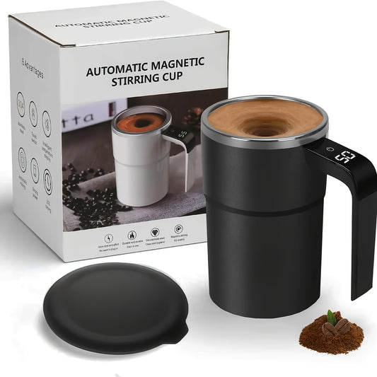 NIJ Electric Mixing Cup with One-Touch Automatic Mixing, USB-Rechargeable Coffee Mug with Lithium-Polymer Battery, Portable Cup for Home, Office, Travel - Ideal Gift for Coffee & Cocoa Lovers (Compatible with Milk, Cocoa, Sha