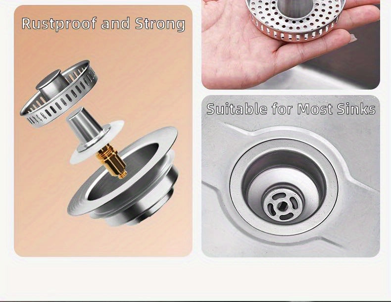 🧼 Filtro de Cocina 3 en 1 – Atrapa Comida + Filtro de Olores + Tapón