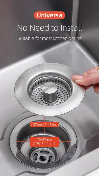 🧼 Filtro de Cocina 3 en 1 – Atrapa Comida + Filtro de Olores + Tapón