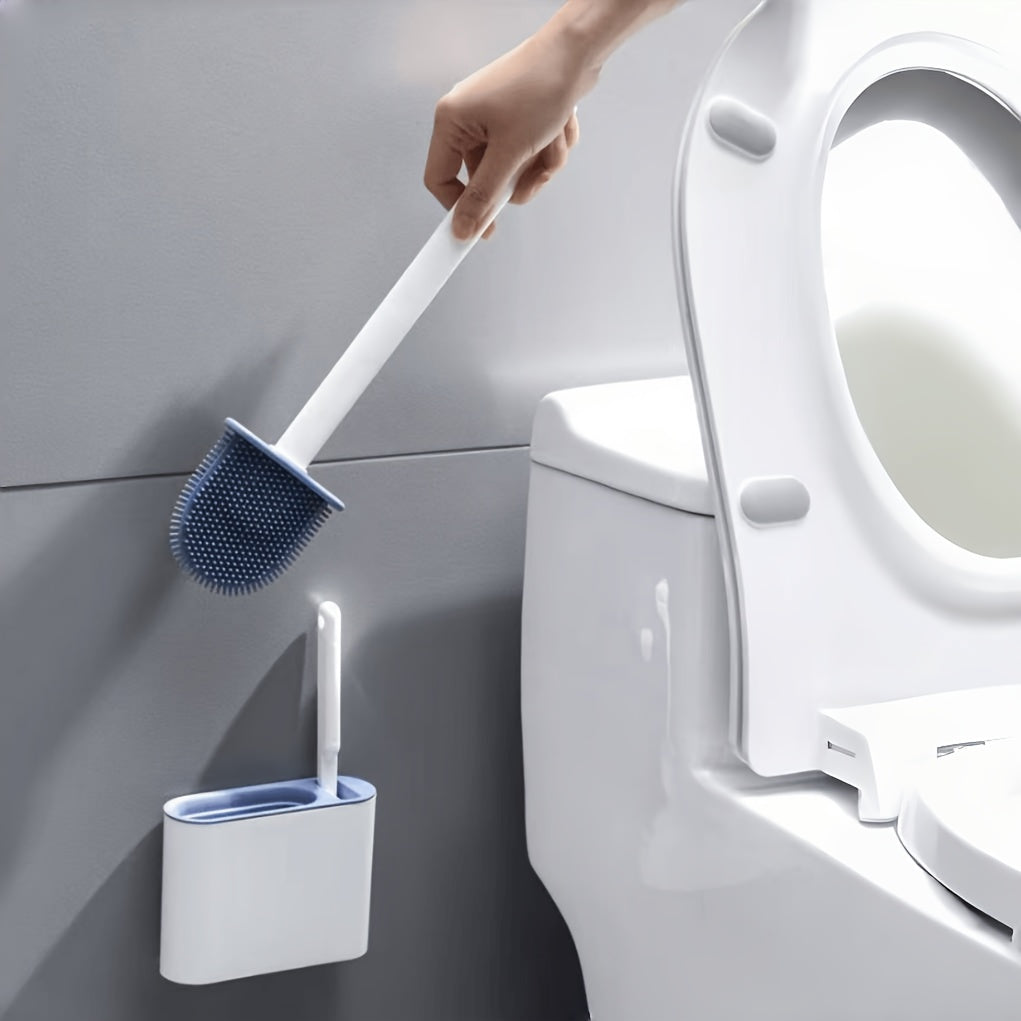 Cepillo de Silicona para Baño con Soporte de Pared – Limpieza Fácil y Estilo Minimalista 🖤🚿