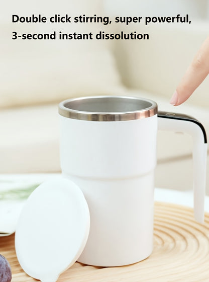 NIJ Electric Mixing Cup with One-Touch Automatic Mixing, USB-Rechargeable Coffee Mug with Lithium-Polymer Battery, Portable Cup for Home, Office, Travel - Ideal Gift for Coffee & Cocoa Lovers (Compatible with Milk, Cocoa, Sha