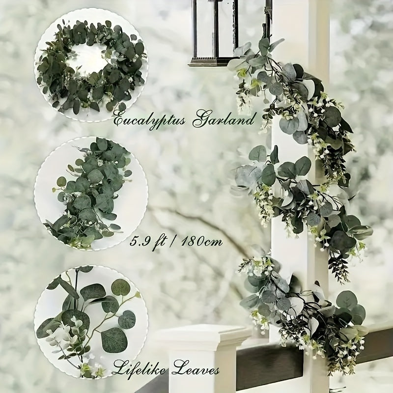 Guirnalda de Eucalipto Artificial Plateado – Toque Natural y Chic para Tu Hogar y Eventos 🌿✨