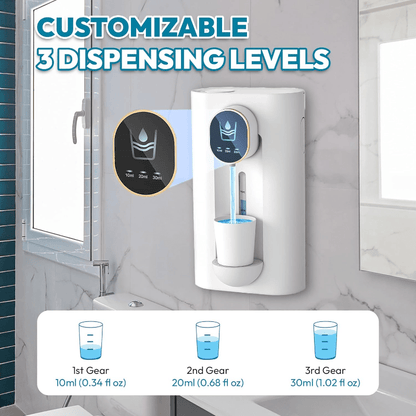 ✨ Dispensador Inteligente de Enjuague Bucal 🪥💧 – 3 Niveles ⚡ 2 Vasos Magnéticos 🥂 USB Recargable 🔋 Ideal para Baño & Cuidado Oral 🛁