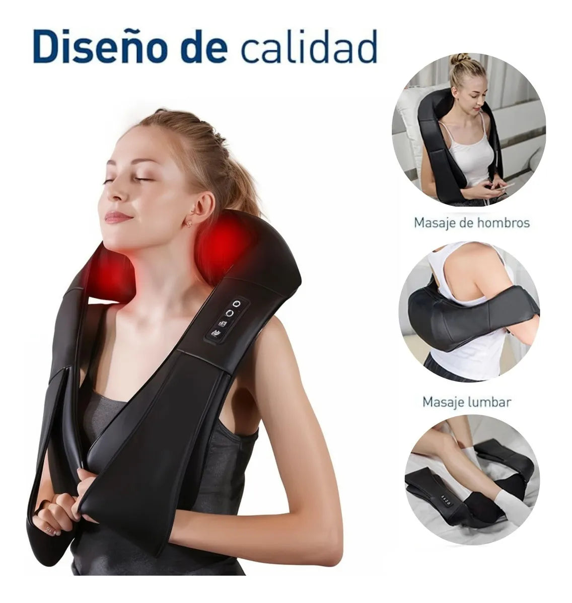🖤 Masajeador Shiatsu con Calor | Relájate en Casa