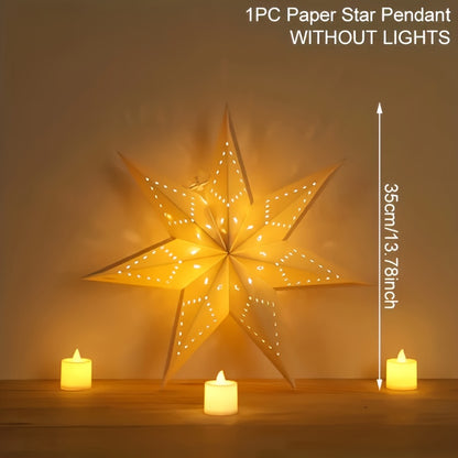 ⭐ 4 Linternas de Papel Estrella - Diseños Calados Artesanales
🕯️ Luz cálida sin electricidad • 🏠 Hogar, dormitorio, bodas • 🎄 Decoración navideña • ✨ Incluye velas