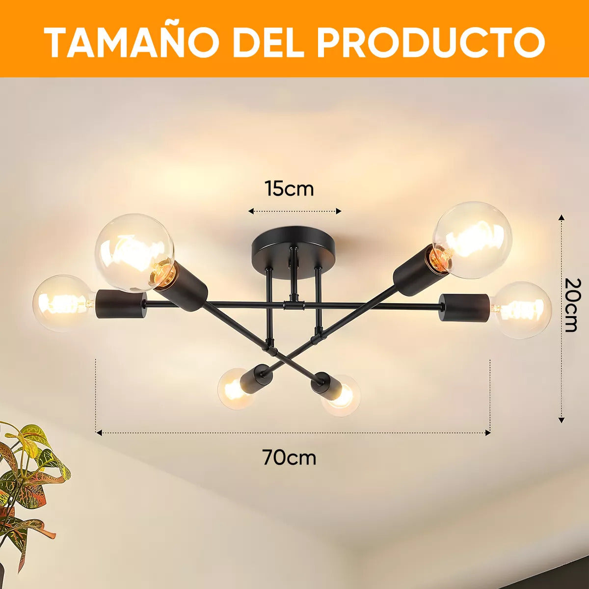 Lámpara de Techo de 6 Focos – Iluminación Moderna que Impone Estilo 💡🖤
