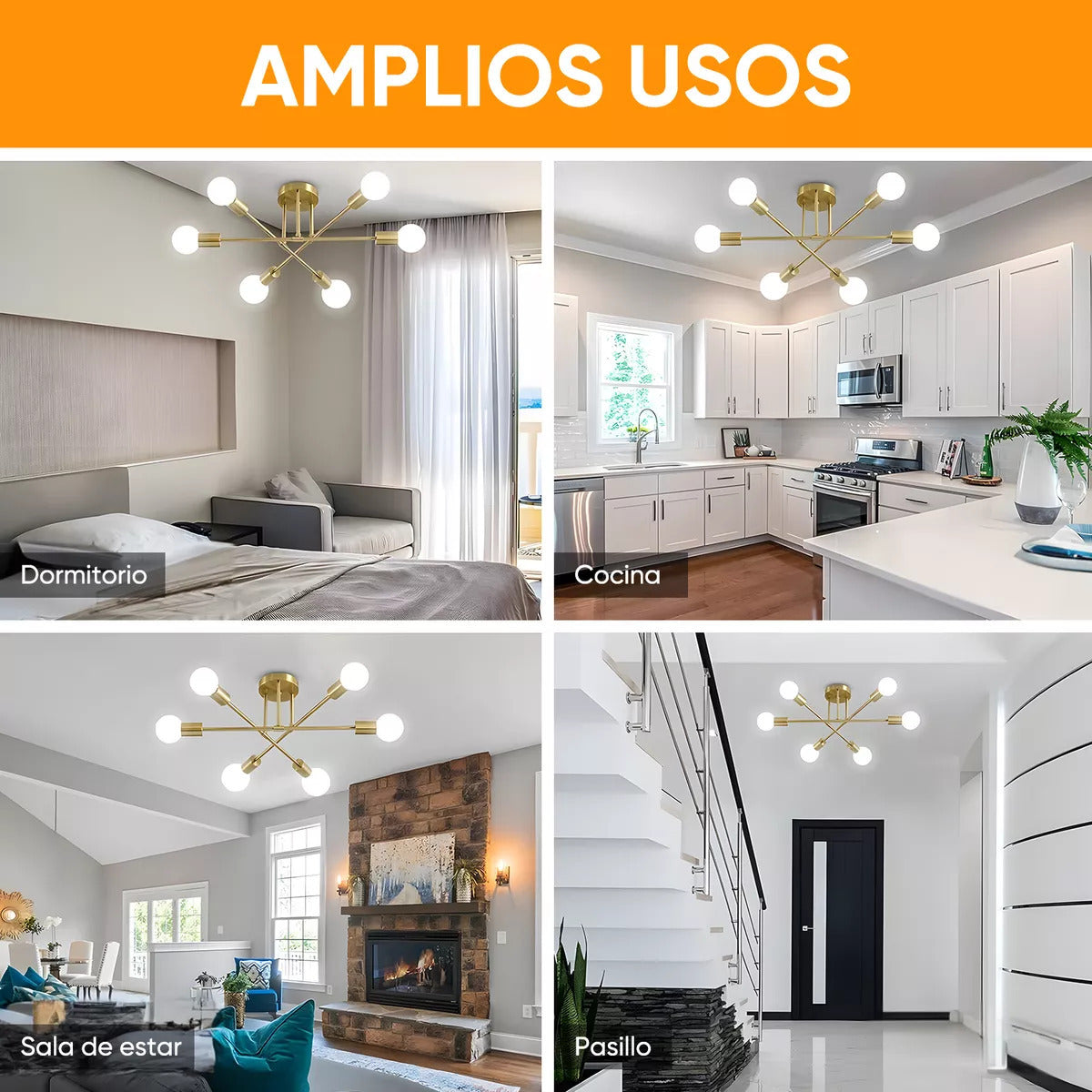 Lámpara de Techo de 6 Focos – Iluminación Moderna que Impone Estilo 💡🖤