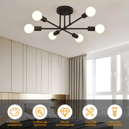 Lámpara de Techo de 6 Focos – Iluminación Moderna que Impone Estilo 💡🖤