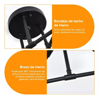 Lámpara de Techo de 6 Focos – Iluminación Moderna que Impone Estilo 💡🖤
