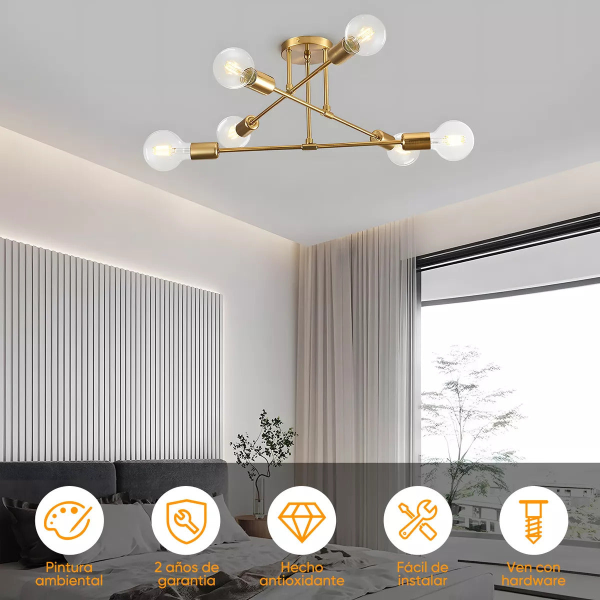 Lámpara de Techo de 6 Focos – Iluminación Moderna que Impone Estilo 💡🖤