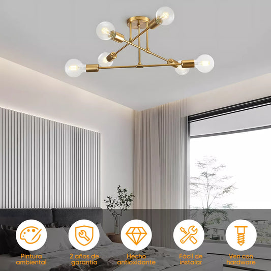 Lámpara de Techo de 6 Focos – Iluminación Moderna que Impone Estilo 💡🖤