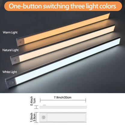 🌙💡Luz LED con Sensor de Movimiento| 3 Tonos de Luz + Recargable 🔄 🌙