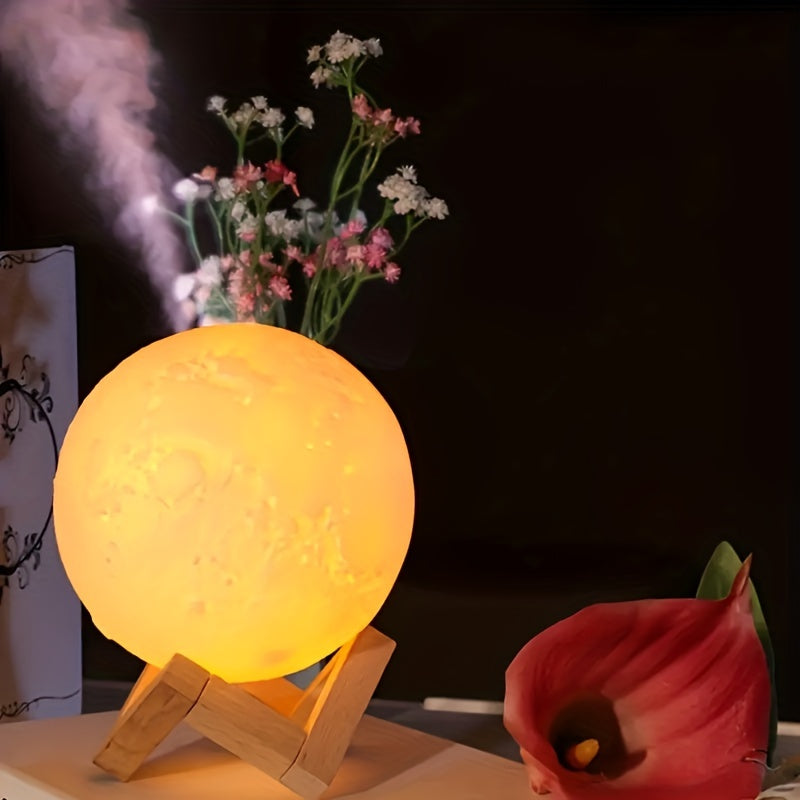 🌕 Lámpara Luna 3D con Base de Madera – Crea Ambientes Mágicos en tu Habitación ✨