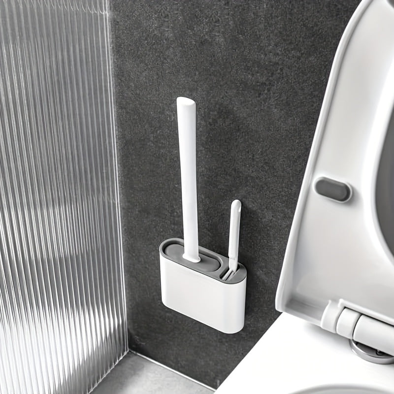 Cepillo de Silicona para Baño con Soporte de Pared – Limpieza Fácil y Estilo Minimalista 🖤🚿