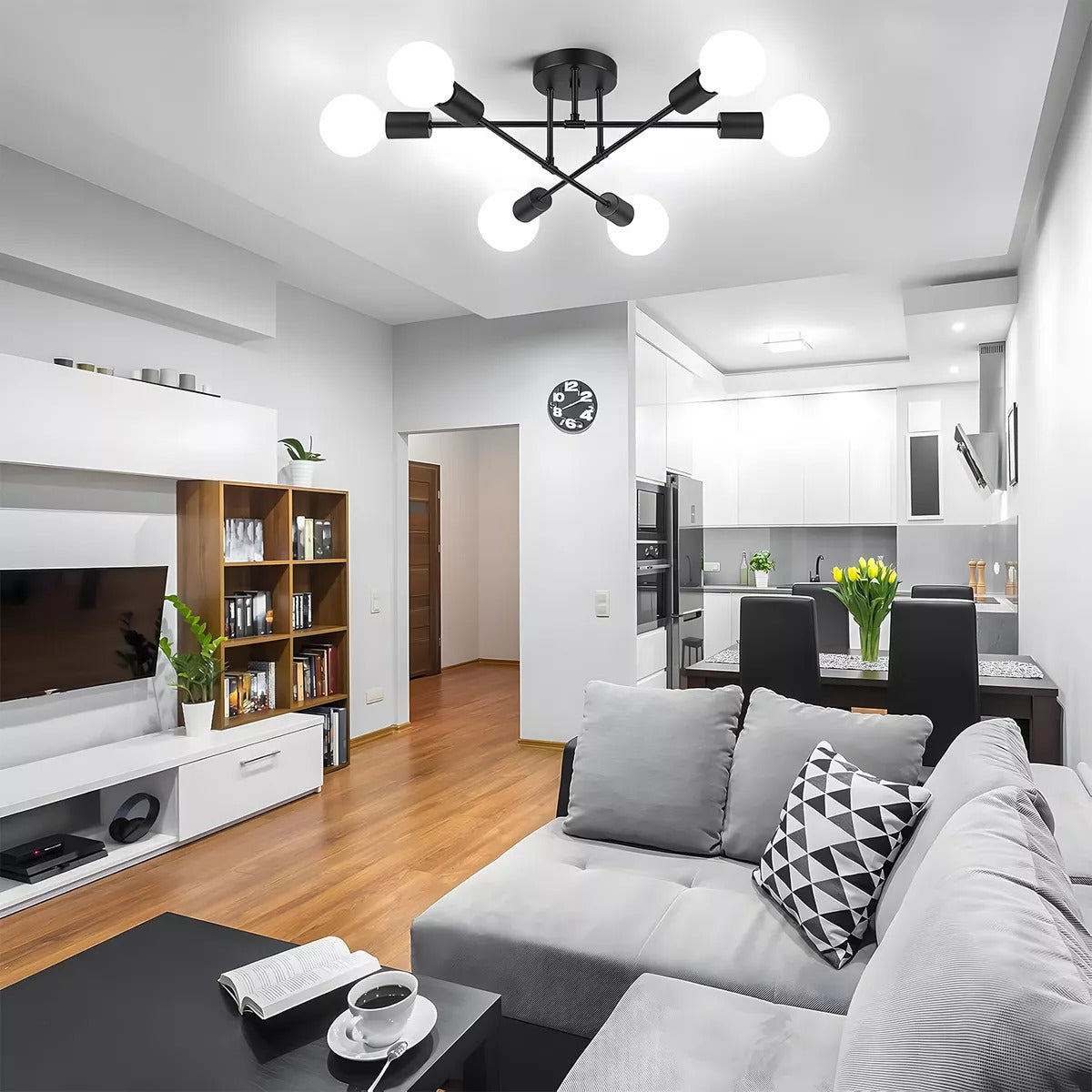Lámpara de Techo de 6 Focos – Iluminación Moderna que Impone Estilo 💡🖤
