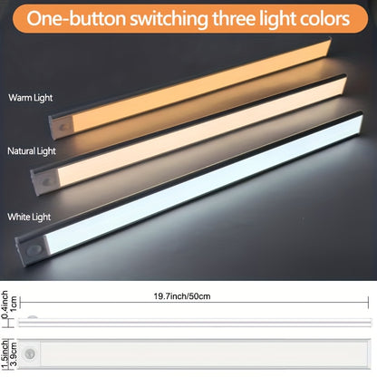 🌙💡Luz LED con Sensor de Movimiento| 3 Tonos de Luz + Recargable 🔄 🌙