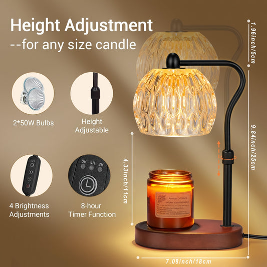 🕯️✨ Lámpara Calienta Velas con Altura Ajustable & Temporizador | Estilo Elegante 💖