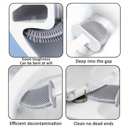 Cepillo de Silicona para Baño con Soporte de Pared – Limpieza Fácil y Estilo Minimalista 🖤🚿