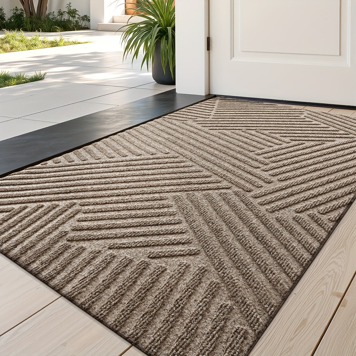 Tapete Antideslizante con Rayas Geométricas – Estilo y Seguridad desde la Entrada 🚪✨
