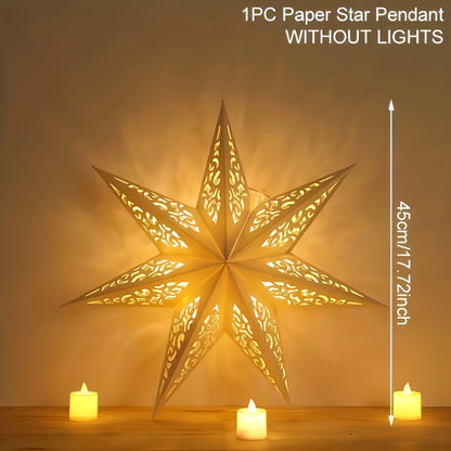 ⭐ 4 Linternas de Papel Estrella - Diseños Calados Artesanales
🕯️ Luz cálida sin electricidad • 🏠 Hogar, dormitorio, bodas • 🎄 Decoración navideña • ✨ Incluye velas