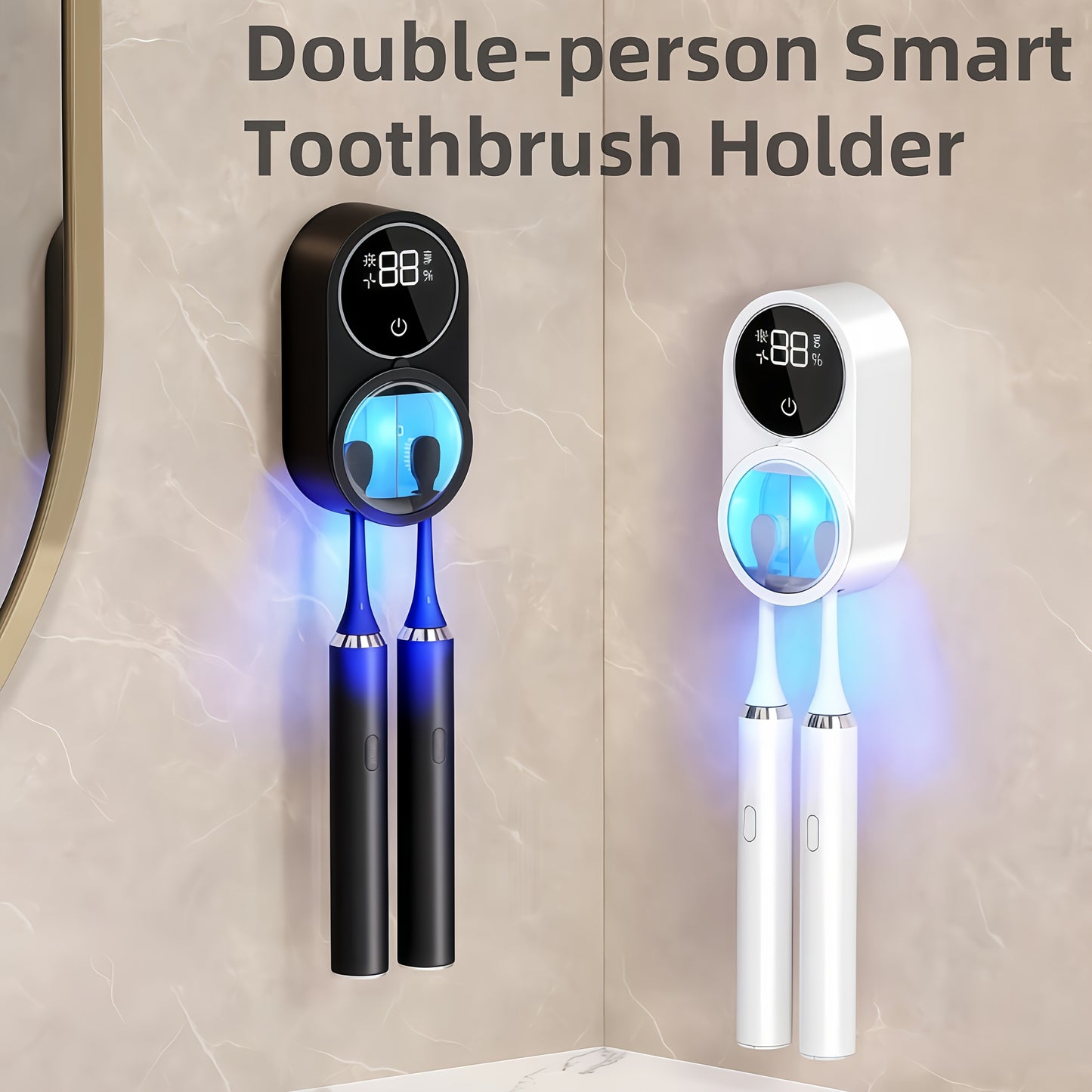 Portacepillos Inteligente con Luz Sanitizante – Orden, Higiene y Estilo en Tu Baño 🦷✨