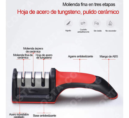 🔪 Afilador de Cuchillos Profesional 3 en 1 – Precisión y Seguridad en tu Cocina