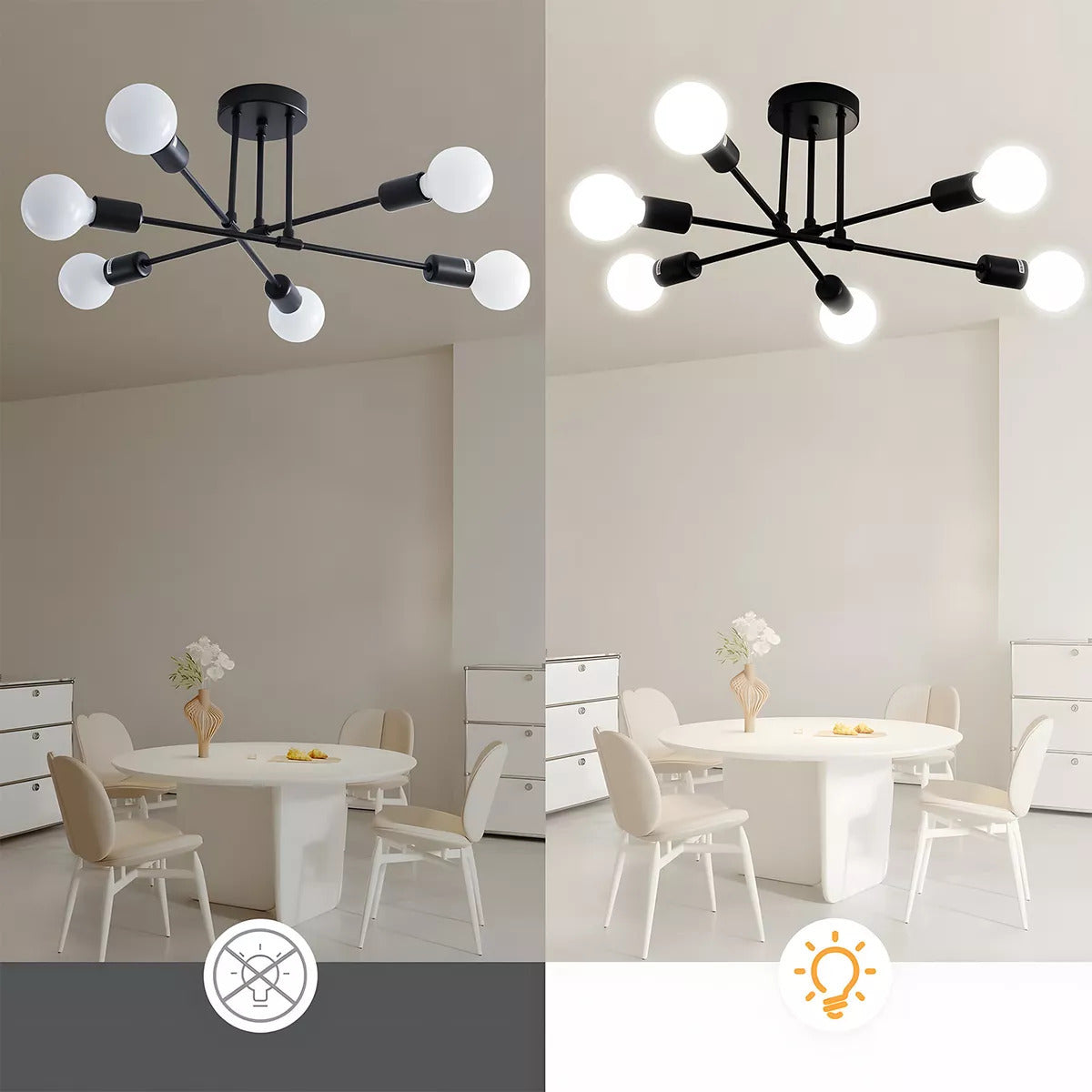 Lámpara de Techo de 6 Focos – Iluminación Moderna que Impone Estilo 💡🖤