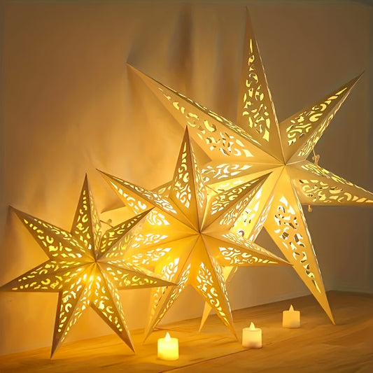 ⭐ 4 Linternas de Papel Estrella - Diseños Calados Artesanales
🕯️ Luz cálida sin electricidad • 🏠 Hogar, dormitorio, bodas • 🎄 Decoración navideña • ✨ Incluye velas