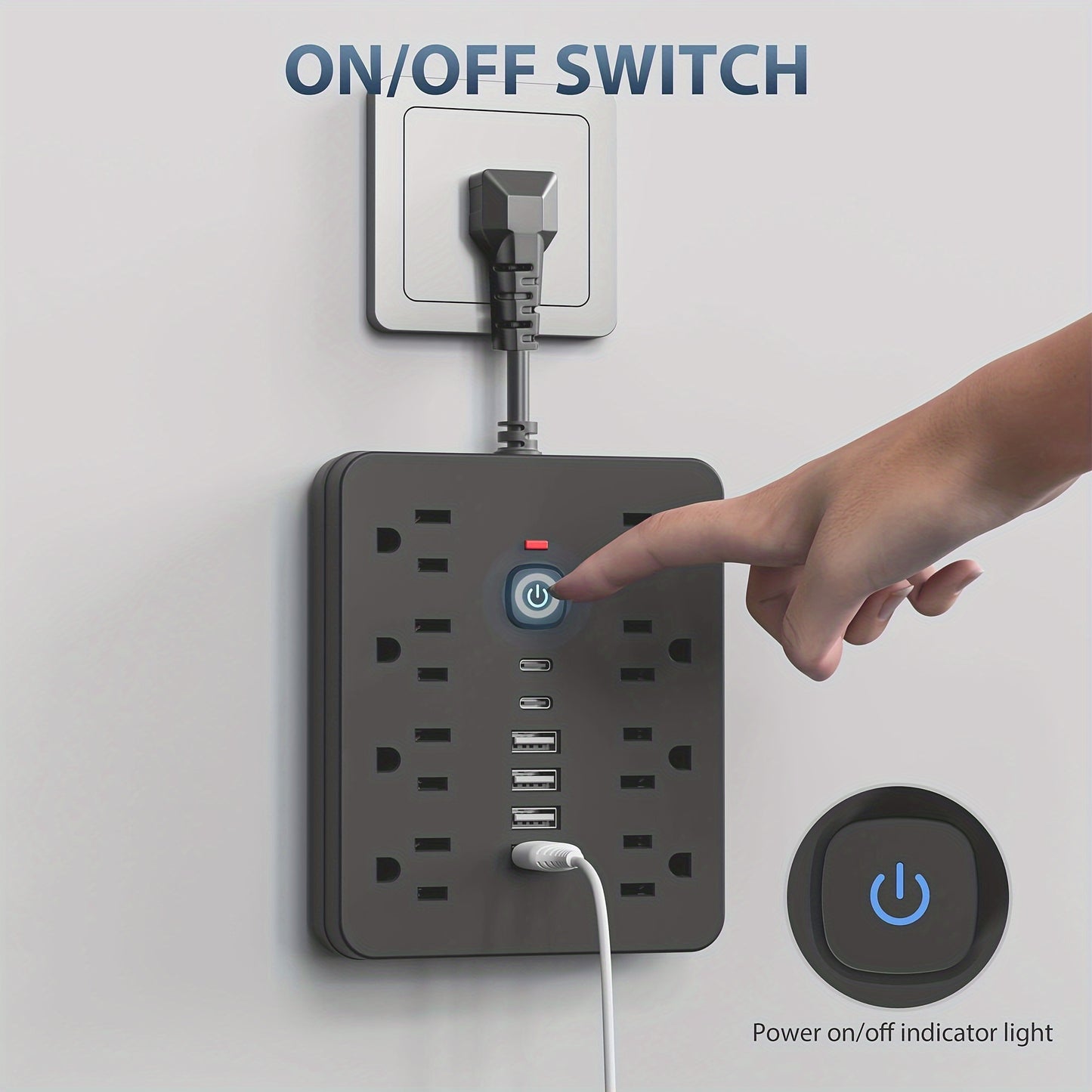 Olvídate del Desorden 🔌 – Multicontacto 14 en 1 con USB y Protección Total
Carga Todo con un Solo Toque 🖲️ – Regleta Inteligente con Puertos USB + Tipo-C