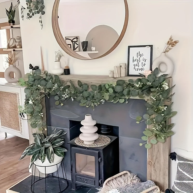 Guirnalda de Eucalipto Artificial Plateado – Toque Natural y Chic para Tu Hogar y Eventos 🌿✨