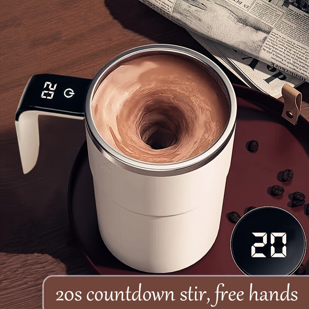 NIJ Electric Mixing Cup with One-Touch Automatic Mixing, USB-Rechargeable Coffee Mug with Lithium-Polymer Battery, Portable Cup for Home, Office, Travel - Ideal Gift for Coffee & Cocoa Lovers (Compatible with Milk, Cocoa, Sha