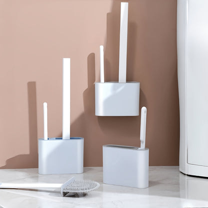 Cepillo de Silicona para Baño con Soporte de Pared – Limpieza Fácil y Estilo Minimalista 🖤🚿