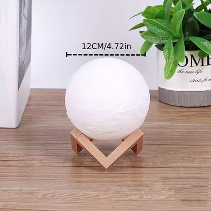 🌕 Lámpara Luna 3D con Base de Madera – Crea Ambientes Mágicos en tu Habitación ✨