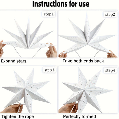⭐ 4 Linternas de Papel Estrella - Diseños Calados Artesanales
🕯️ Luz cálida sin electricidad • 🏠 Hogar, dormitorio, bodas • 🎄 Decoración navideña • ✨ Incluye velas