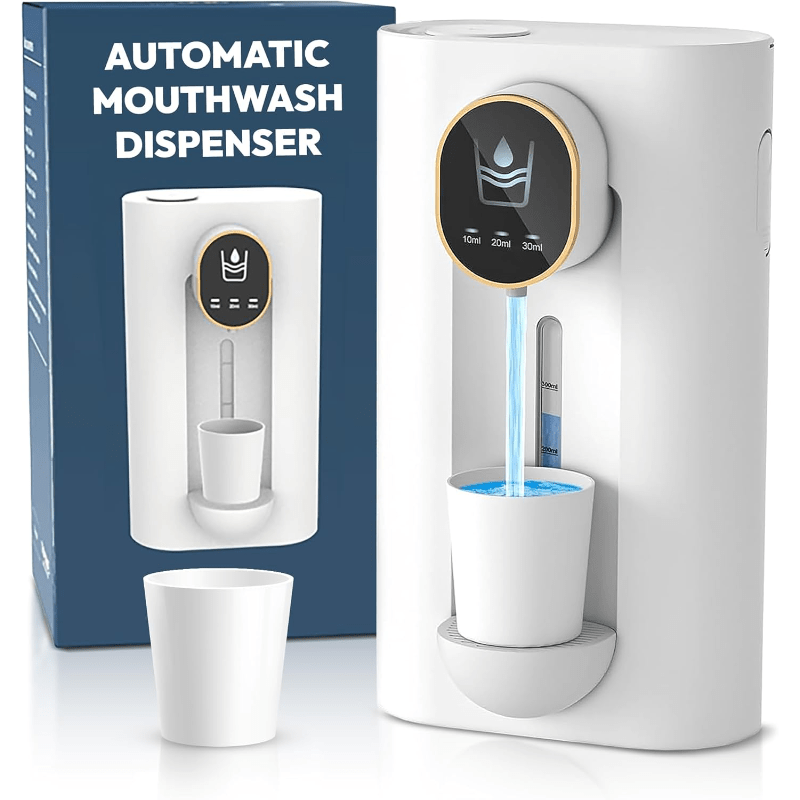 ✨ Dispensador Inteligente de Enjuague Bucal 🪥💧 – 3 Niveles ⚡ 2 Vasos Magnéticos 🥂 USB Recargable 🔋 Ideal para Baño & Cuidado Oral 🛁