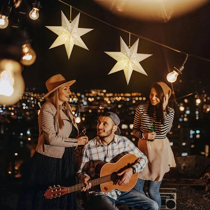⭐ 4 Linternas de Papel Estrella - Diseños Calados Artesanales
🕯️ Luz cálida sin electricidad • 🏠 Hogar, dormitorio, bodas • 🎄 Decoración navideña • ✨ Incluye velas