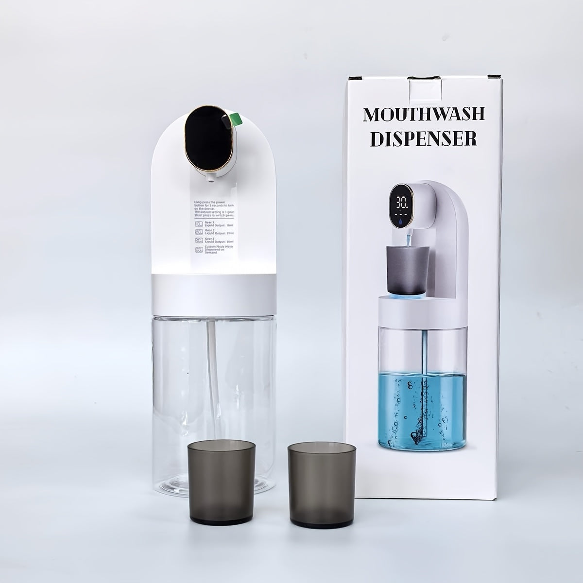 🪥 SmartTouch – Dispensador Automático de Enjuague Bucal 💧
4 Modos Ajustables ⚙️ | Depósito Transparente 600 ml 🥂 con Vasos Magnéticos | Diseño Antigoteo & Higiénico 🛡 | Organizador Moderno de Baño en B