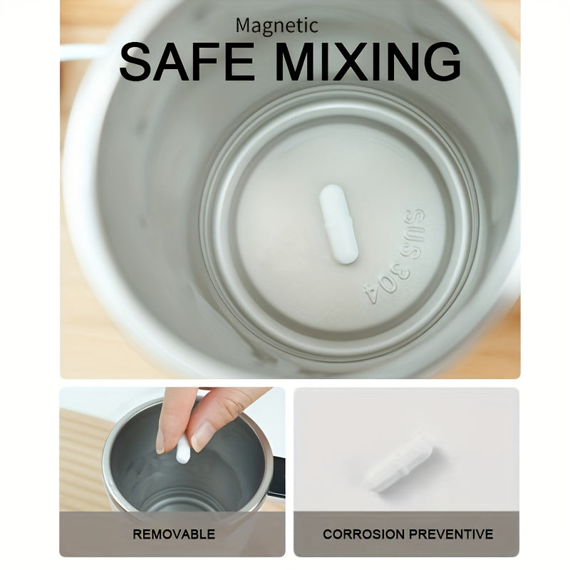 NIJ Electric Mixing Cup with One-Touch Automatic Mixing, USB-Rechargeable Coffee Mug with Lithium-Polymer Battery, Portable Cup for Home, Office, Travel - Ideal Gift for Coffee & Cocoa Lovers (Compatible with Milk, Cocoa, Sha