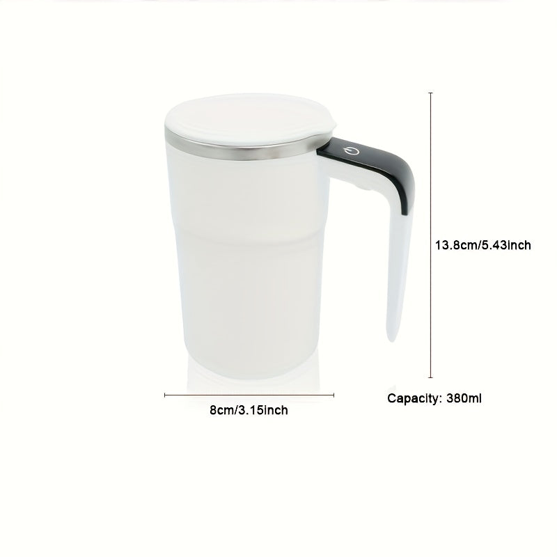 NIJ Electric Mixing Cup with One-Touch Automatic Mixing, USB-Rechargeable Coffee Mug with Lithium-Polymer Battery, Portable Cup for Home, Office, Travel - Ideal Gift for Coffee & Cocoa Lovers (Compatible with Milk, Cocoa, Sha