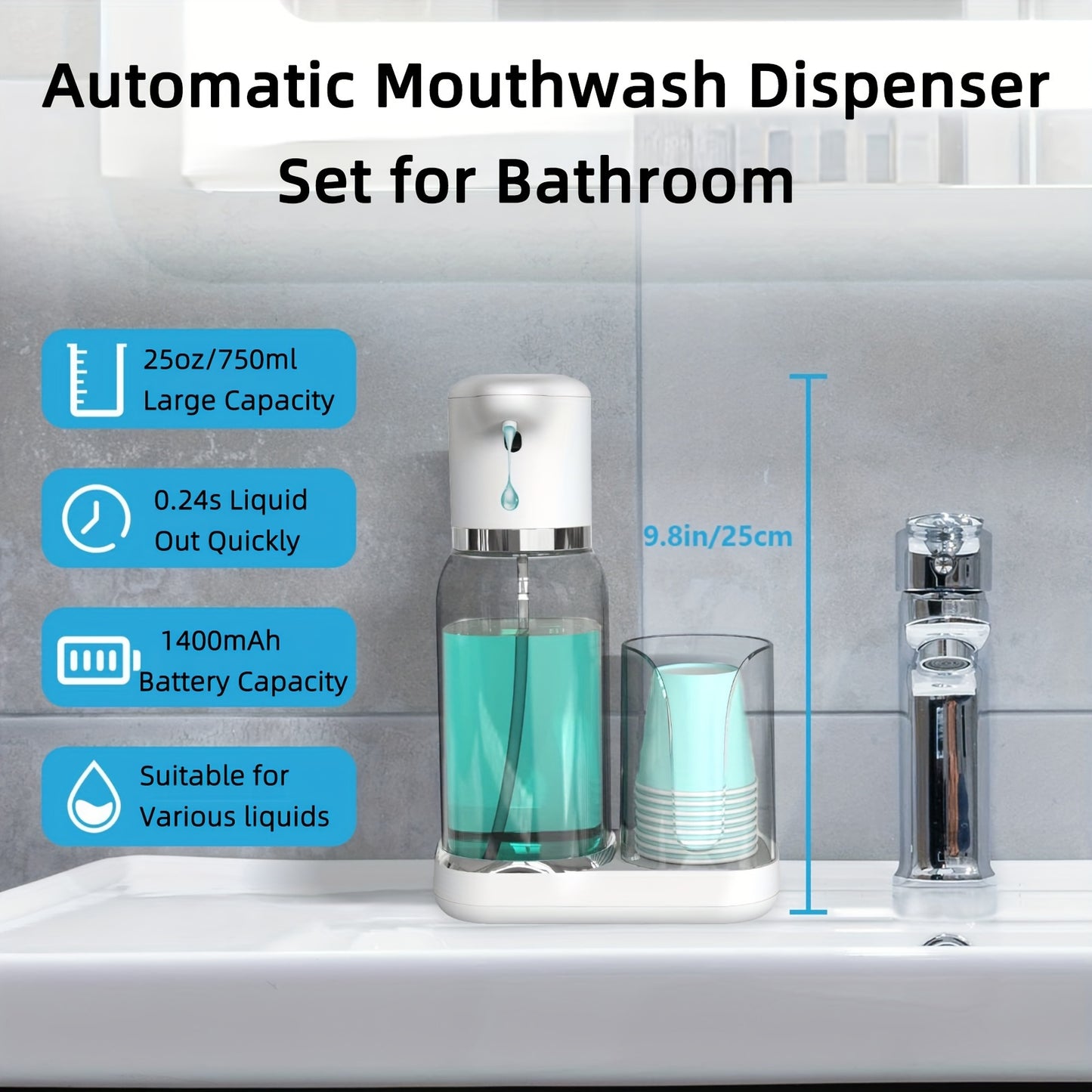 🧴✨ Dispensador Automático de Enjuague Bucal – 750ml